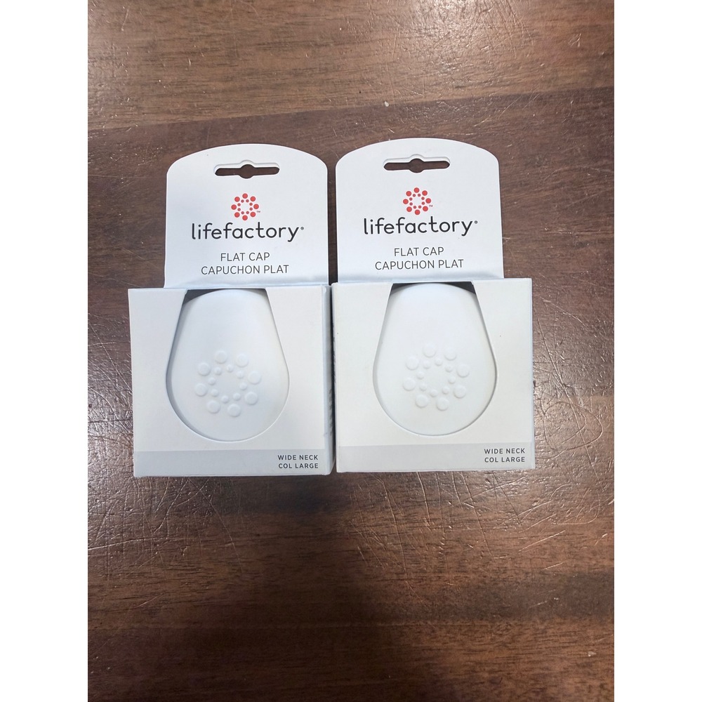 Lifefactory 2 Pack Wide Neck Flat Cap White for 8oz Baby Bottles BPA Free USA